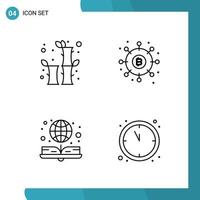 Vector Pack of 4 Outline Symbols Line Style Icon Set on White Background for Web and Mobile