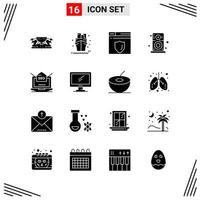 16 Icons Solid Style Grid Based Creative Glyph Symbols for Website Design Simple Solid Icon Signs Isolated on White Background 16 Icon Set vector