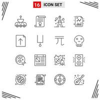 16 Icons Line Style Grid Based Creative Outline Symbols for Website Design Simple Line Icon Signs Isolated on White Background 16 Icon Set vector