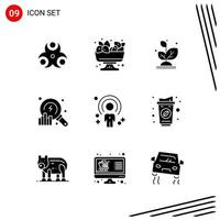 Collection of 9 Vector Icons in solid style Pixle Perfect Glyph Symbols for Web and Mobile Solid Icon Signs on White Background 9 Icons