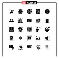 Modern Set of 25 Solid Glyphs Pictograph of diamond ui watch document online Editable Vector Design Elements