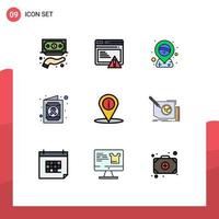 Stock Vector Icon Pack of 9 Line Signs and Symbols for navigation medical report alert medical placeholder Editable Vector Design Elements