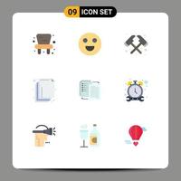 9 User Interface Flat Color Pack of modern Signs and Symbols of stop wlan firefighter transfer file Editable Vector Design Elements