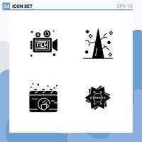 Set of 4 Modern UI Icons Symbols Signs for camera calendar retro thanksgiving coffee Editable Vector Design Elements