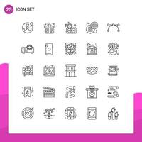 Editable Vector Line Pack of 25 Simple Lines of point anchor budget estimate fast biscuit Editable Vector Design Elements