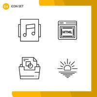 4 Icon Set Line Style Icon Pack Outline Symbols isolated on White Backgound for Responsive Website Designing vector