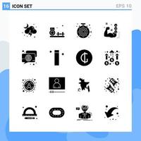 Modern 16 solid style icons Glyph Symbols for general use Creative Solid Icon Sign Isolated on White Background 16 Icons Pack vector