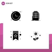 Pack of 4 Modern Solid Glyphs Signs and Symbols for Web Print Media such as compass bookmarks navigation dormitory tag Editable Vector Design Elements