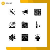 Pictogram Set of 9 Simple Solid Glyphs of close route vitamin map investment Editable Vector Design Elements