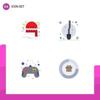 Set of 4 Commercial Flat Icons pack for christmas hat game broom witch analysis Editable Vector Design Elements