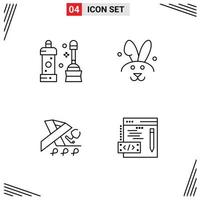 Modern Set of 4 Filledline Flat Colors and symbols such as bathroom ribbon tool rabbit coding Editable Vector Design Elements