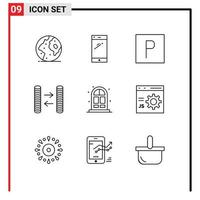 Stock Vector Icon Pack of 9 Line Signs and Symbols for living money android exchange sign Editable Vector Design Elements