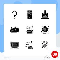 9 Creative Icons Modern Signs and Symbols of release open laptop case briefcase Editable Vector Design Elements