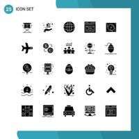 Solid Glyph Pack of 25 Universal Symbols of music birthday globe media web Editable Vector Design Elements