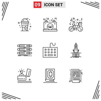 9 contornos vectoriales temáticos y símbolos editables de la estructura de la bicicleta del bastidor de datos aman los elementos de diseño vectorial editables vector