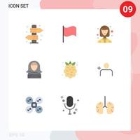 Set of 9 Modern UI Icons Symbols Signs for summer islam avatar gulf avatar Editable Vector Design Elements