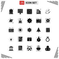 25 Icons Solid Style Grid Based Creative Glyph Symbols for Website Design Simple Solid Icon Signs Isolated on White Background 25 Icon Set vector