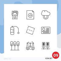 Set of 9 Modern UI Icons Symbols Signs for doctor straighten private photo vacation Editable Vector Design Elements
