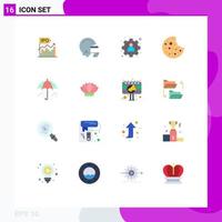 16 Thematic Vector Flat Colors and Editable Symbols of weather umbrella helmet slice food Editable Pack of Creative Vector Design Elements