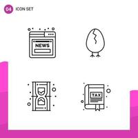 Outline Icon set Pack of 4 Line Icons isolated on White Background for responsive Website Design Print and Mobile Applications vector