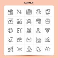 OutLine 25 Labor Day Icon set Vector Line Style Design Black Icons Set Linear pictogram pack Web and Mobile Business ideas design Vector Illustration