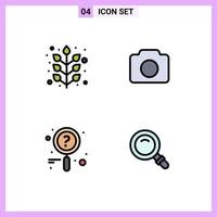 Mobile Interface Filledline Flat Color Set of 4 Pictograms of autumn research plant basic find Editable Vector Design Elements