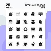 25 conjunto de iconos de proceso creativo 100 archivos editables eps 10 ideas de concepto de logotipo de empresa diseño de icono de glifo sólido vector