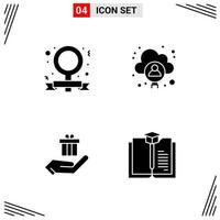 4 Icons Solid Style Grid Based Creative Glyph Symbols for Website Design Simple Solid Icon Signs Isolated on White Background 4 Icon Set vector