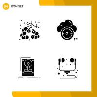 4 Icon Set Solid Style Icon Pack Glyph Symbols isolated on White Backgound for Responsive Website Designing vector