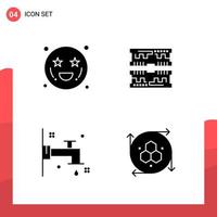 Pack of 4 Universal Glyph Icons for Print Media on White Background vector