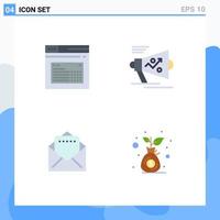 Group of 4 Modern Flat Icons Set for internet announce website megaphone mail Editable Vector Design Elements