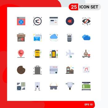 25 User Interface Flat Color Pack of modern Signs and Symbols of block multimedia random php develop Editable Vector Design Elements