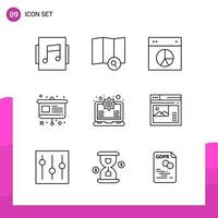 Outline Icon set Pack of 9 Line Icons isolated on White Background for responsive Website Design Print and Mobile Applications vector