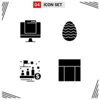 4 Icons Solid Style Grid Based Creative Glyph Symbols for Website Design Simple Solid Icon Signs Isolated on White Background 4 Icon Set vector