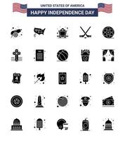 Happy Independence Day 25 Solid Glyph Icon Pack for Web and Print video movis cart american ice sport Editable USA Day Vector Design Elements