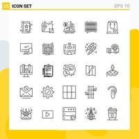 Collection of 25 Universal Line Icons Icon Set for Web and Mobile vector