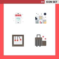 Universal Icon Symbols Group of 4 Modern Flat Icons of mobile bag home calm case Editable Vector Design Elements
