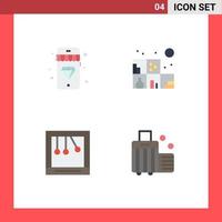 Universal Icon Symbols Group of 4 Modern Flat Icons of mobile bag home calm case Editable Vector Design Elements