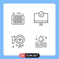 4 Line Black Icon Pack Outline Symbols for Mobile Apps isolated on white background 4 Icons Set vector