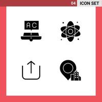 Pictogram Set of 4 Simple Solid Glyphs of book medical school diagnostic up Editable Vector Design Elements