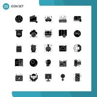 Stock Vector Icon Pack of 25 Line Signs and Symbols for lesson type wallet keyboard mask Editable Vector Design Elements