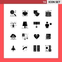 Group of 16 Solid Glyphs Signs and Symbols for design computer acting vector drawing Editable Vector Design Elements