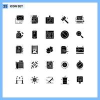 25 Universal Solid Glyph Signs Symbols of shop cart baby tool construction Editable Vector Design Elements