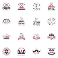 16 Black and Pink Set of Vector Happy fathers day Typography Vintage Icons Lettering for greeting cards banners tshirt design Fathers Day Editable Vector Design Elements