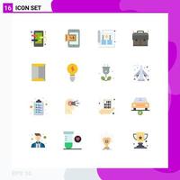 Mobile Interface Flat Color Set of 16 Pictograms of rack school ads education magazine Editable Pack of Creative Vector Design Elements