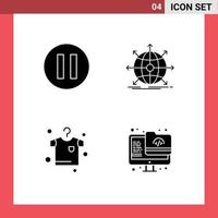 Group of 4 Modern Solid Glyphs Set for multimedia hanging global web folder Editable Vector Design Elements