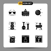 9 Black Icon Pack Glyph Symbols Signs for Responsive designs on white background 9 Icons Set vector