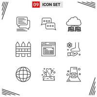 9 Icons Line Style Grid Based Creative Outline Symbols for Website Design Simple Line Icon Signs Isolated on White Background 9 Icon Set vector