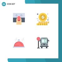 Mobile Interface Flat Icon Set of 4 Pictograms of click dish one shopping servise Editable Vector Design Elements