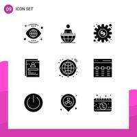 Universal Icon Symbols Group of 9 Modern Solid Glyphs of user staff modern school work Editable Vector Design Elements